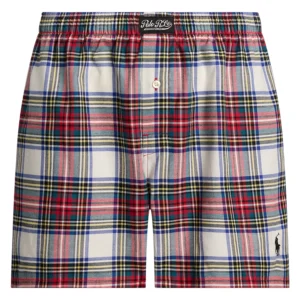 Men's Plaid Pattern Single-Button Fly Flannel Yarn-Dyed Boxers