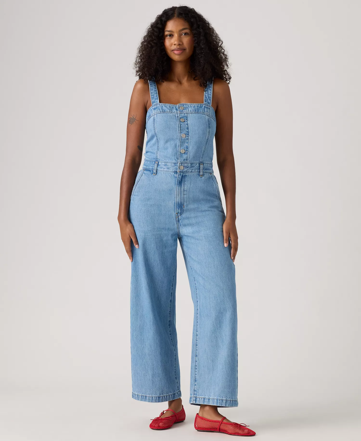 mni-955ca082817a0b8e63680b1d0497613d Women's Drea Square Neck Button-Front Jumpsuit