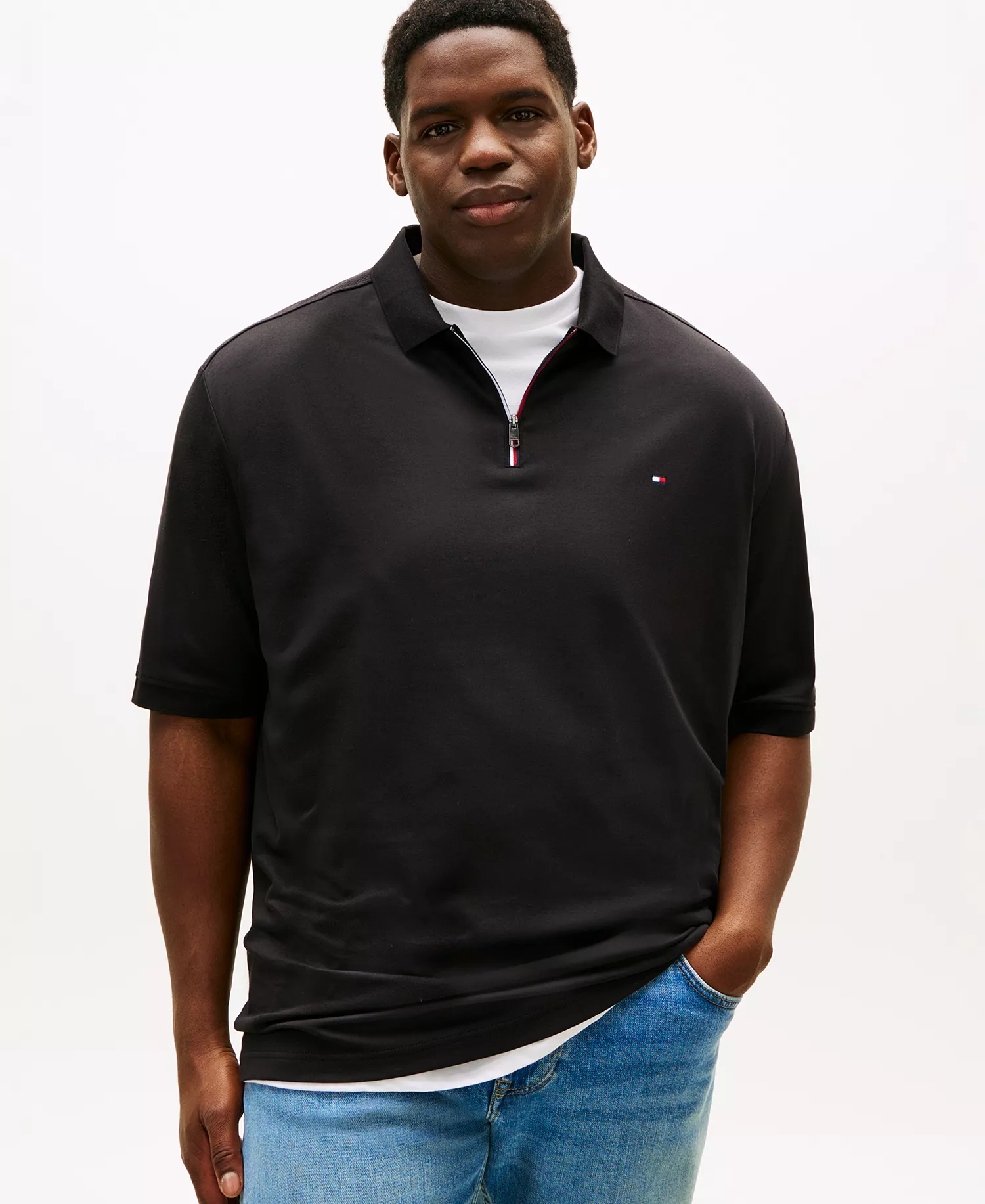 mni-9581f2d4a0166c25a5bf82376234c3e3 Men's Big & Tall Zippered Polo Shirt