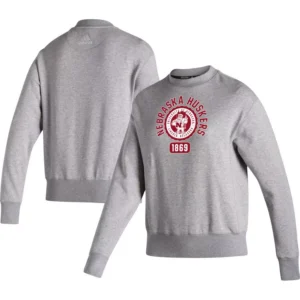 Women's Heathered Gray Nebraska Huskers Vintage-Like Circle Pullover Sweatshirt