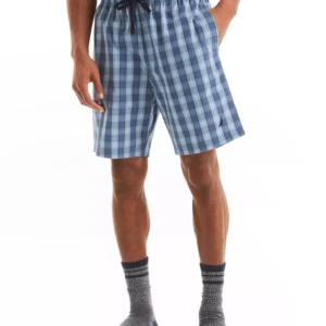 Men's Elastic-Drawstring Plaid Pajama Shorts