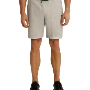 Men's Striped Waffle Drawstring Short with Leather Logo Patch
