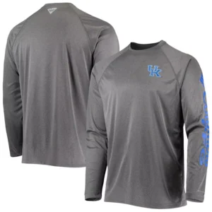 Men's Heathered Charcoal Kentucky Wildcats PFG Terminal Tackle Raglan Omni-Shade Long Sleeve T-shirt