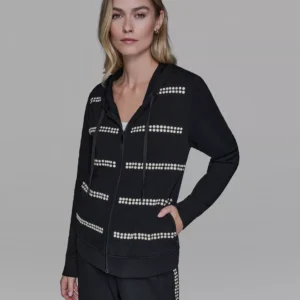 Women's Pearl Front Zipper Tracksuit Jacket