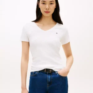 Women's Rib Slim V-Neck Short-Sleeve T-Shirt