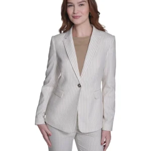 Women's Slim Fit Notch Collar Pinstripe Blazer
