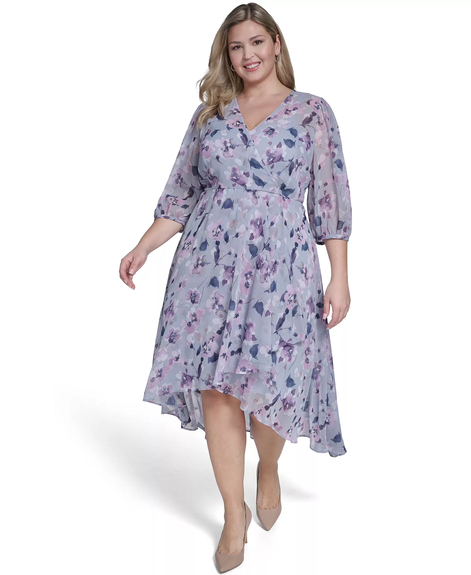 mni-990fdd5cf34c13c90d12dcb1899ff92a Plus Size Balloon-Sleeve Wrap Dress