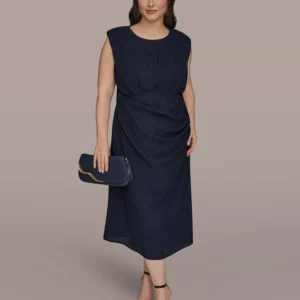 Plus Size Jewel Neck Midi Dress