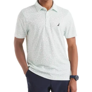 Men's Classic-Fit Seahorse-Print Birdseye Interlock Performance Golf Polo Shirt