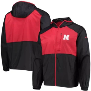 Men's Black, Scarlet Nebraska Huskers Flash Forward Hoodie Full-Zip Windbreaker Jacket