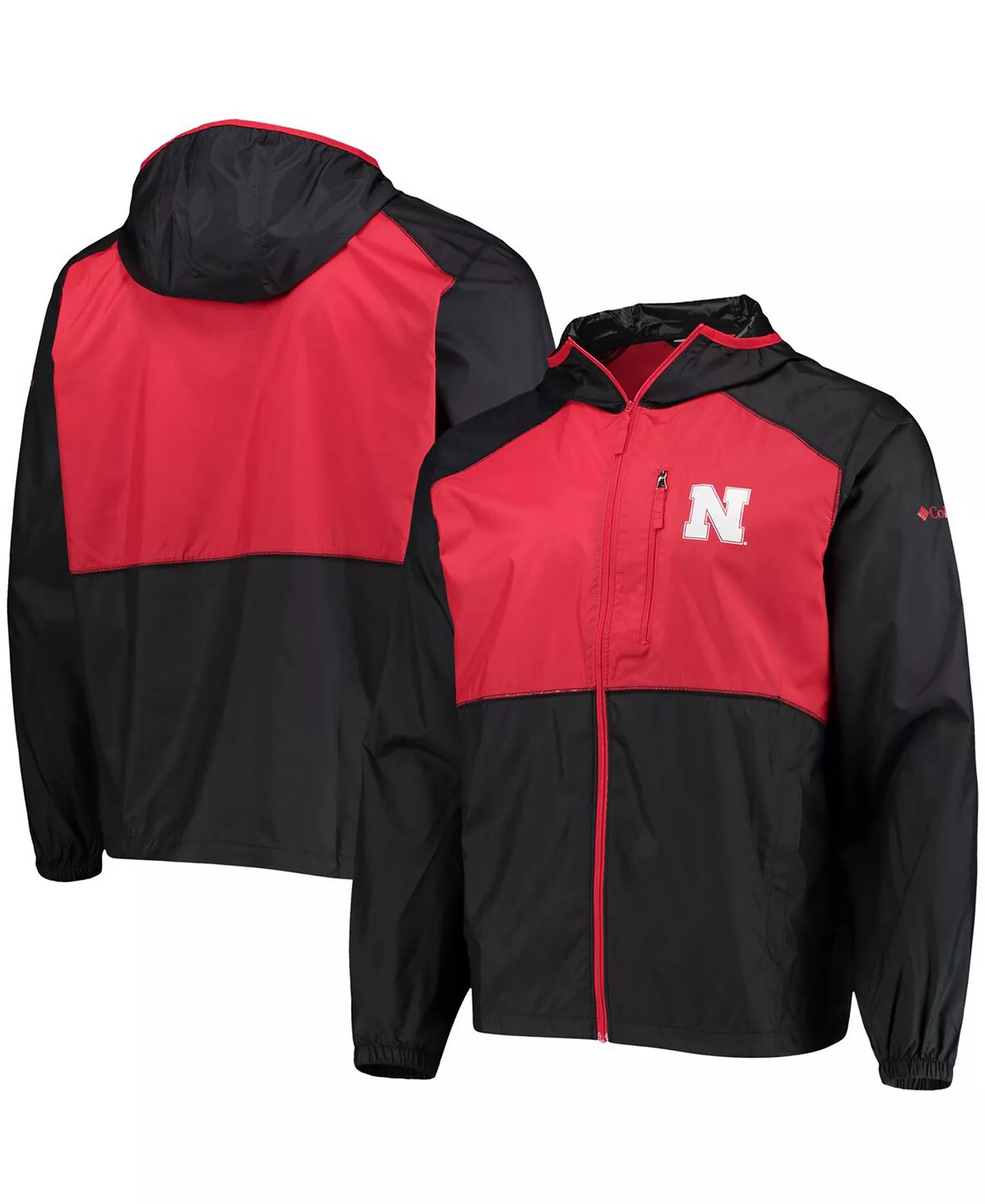 mni-9ac8972b8bff2fc36e6c7bccac0d14e3 Men's Black, Scarlet Nebraska Huskers Flash Forward Hoodie Full-Zip Windbreaker Jacket