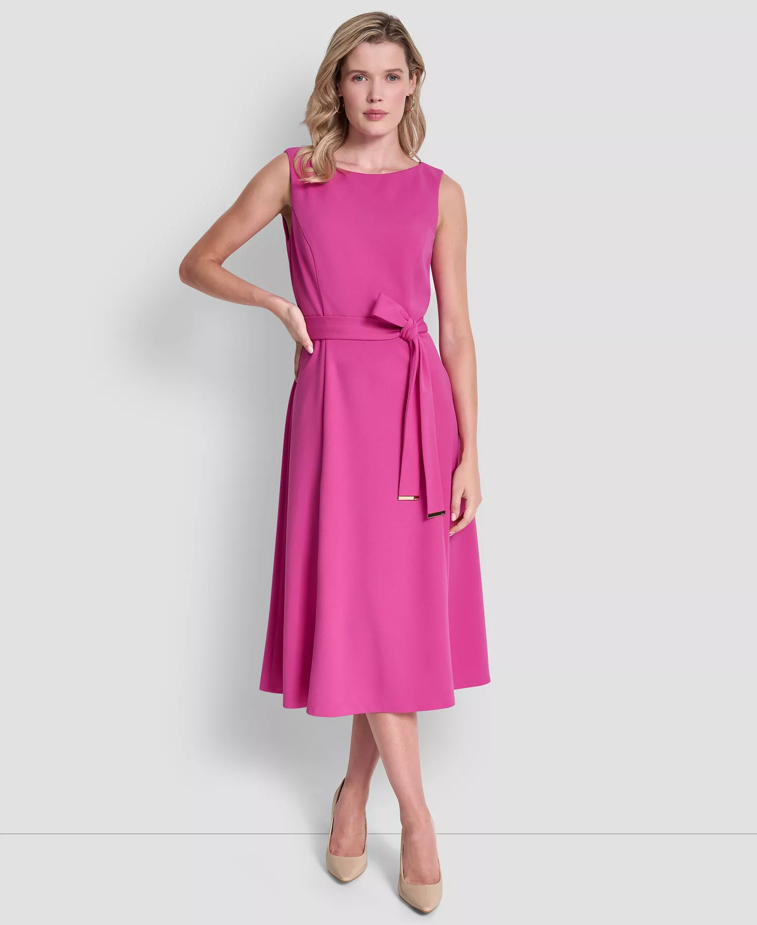 mni-9b0a38c3a52173c9186169f47b68e799 Women's Sleeveless Boat Neck Scuba Crepe Midi Dress