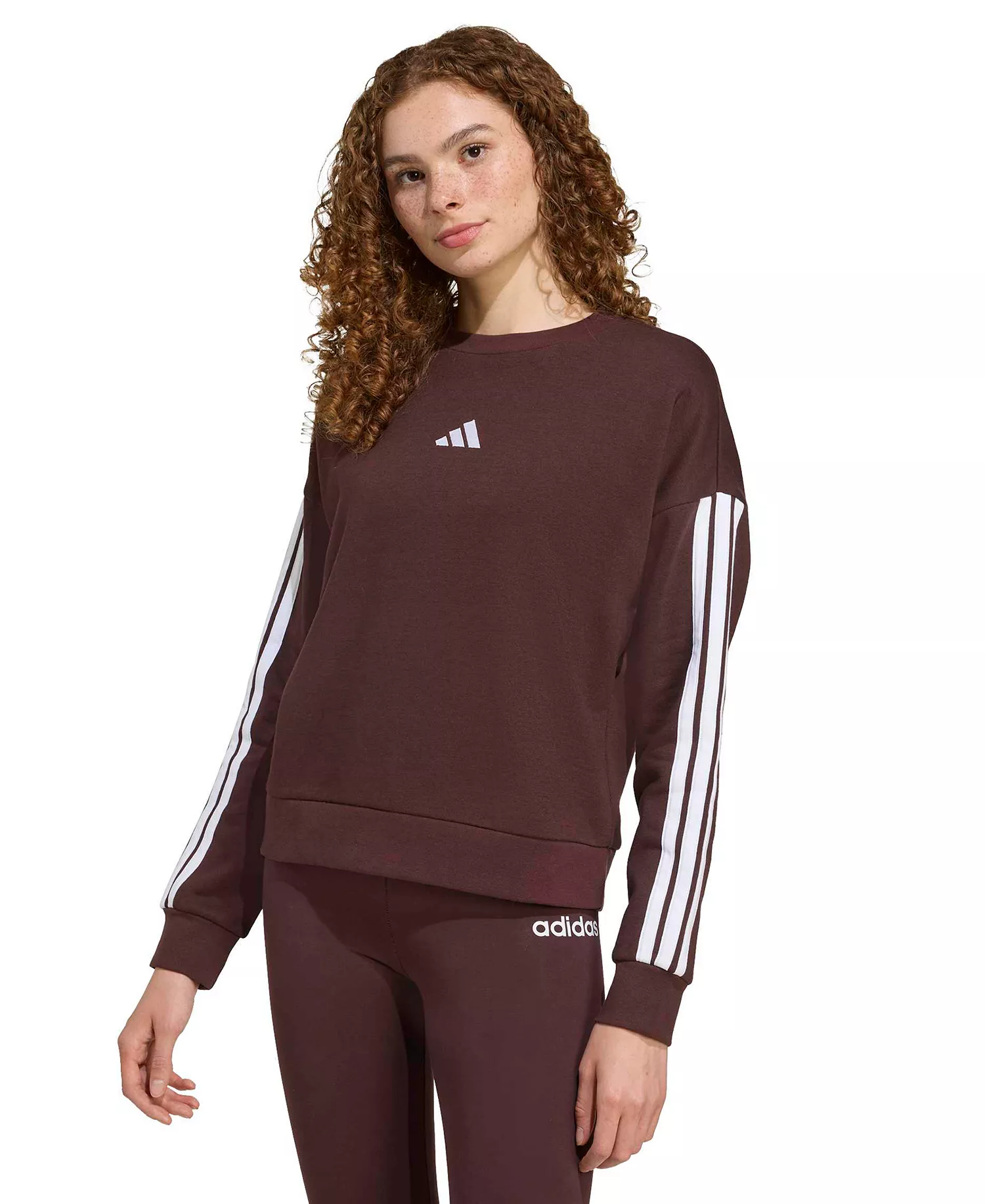 mni-9bc6eb2d7e5373753a864aa16946ecf3 Women's Essentials 3-Stripes Fleece Crew Neck Sweatshirt — изображение 5
