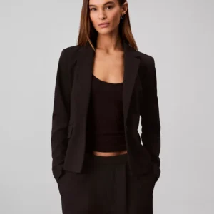 Women's Notch Lapel Collar Ponte Slim Blazer