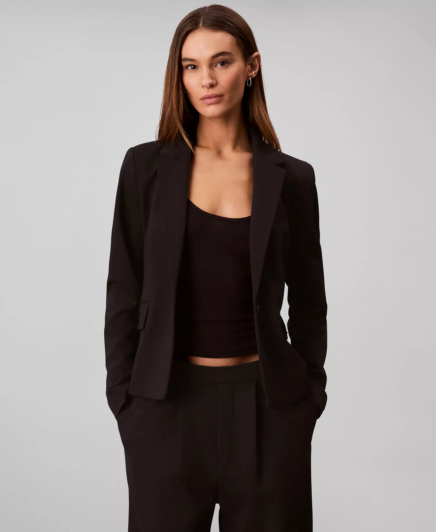 mni-9d6d10737d3a0f7dcc8620798a640a23 Women's Notch Lapel Collar Ponte Slim Blazer
