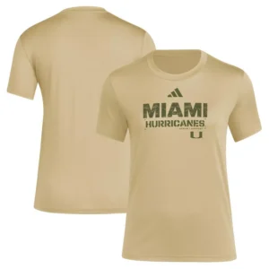 Women's Tan Miami Hurricanes Salute to Service AEROREADY T-Shirt