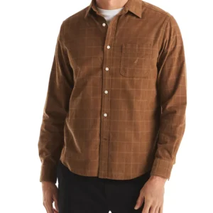 Men's Long Sleeve Corduroy Plaid Dobby Shirt