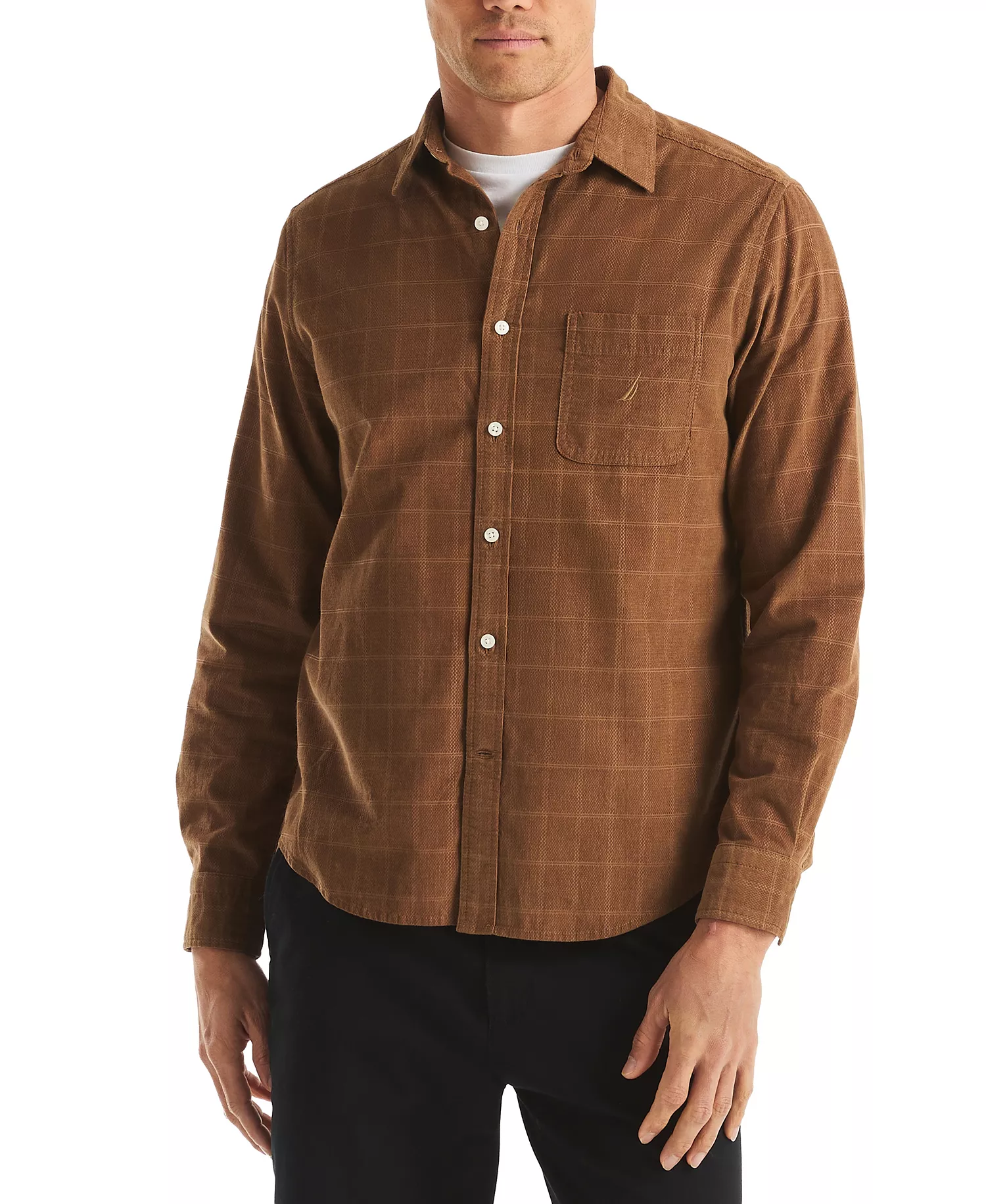 mni-9e43ea14e2ae1f944b1971c4f2e8d490 Men's Long Sleeve Corduroy Plaid Dobby Shirt