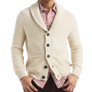 Men's Textured Long Sleeve Cardigan Sweater