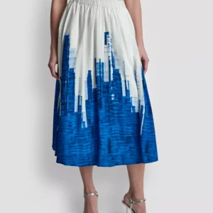 Women's Printed Abstract Pull-On Midi Skirt
