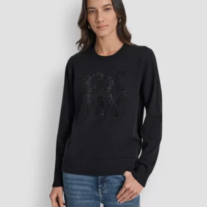 Petite Embellished Logo Crewneck Sweater