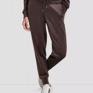 Women's Platinum Velour Rhinestone Logo Slim Fit Joggers