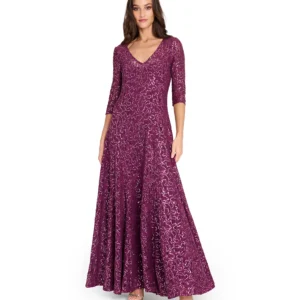 Women's V-Neck Beaded Gown