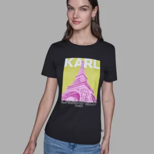 Women's Eiffel Tower Printed Short-Sleeve T-Shirt
