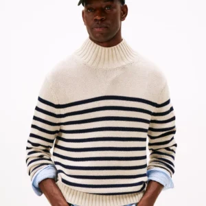 Men's Breton Stripe Mockneck Sweater