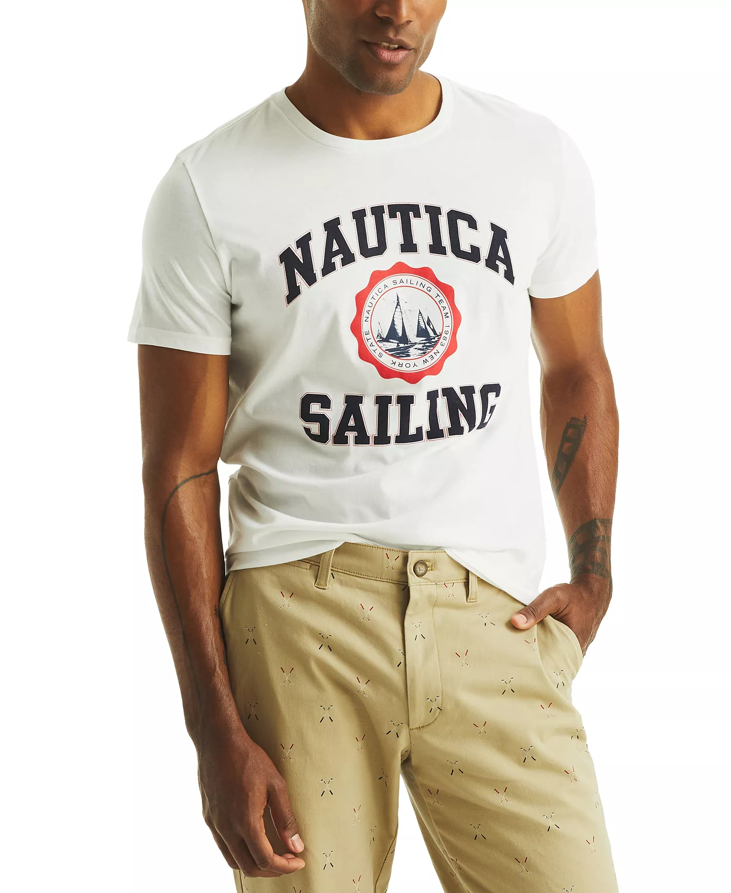 mni-a1ef3183ec8a3472282c34c88f61746c Men's Classic-Fit Sailing Logo Graphic T-Shirt