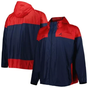 Men's Navy Atlanta Braves Flash Forward Challenger Big and Tall Omni-Shade Full-Zip Windbreaker