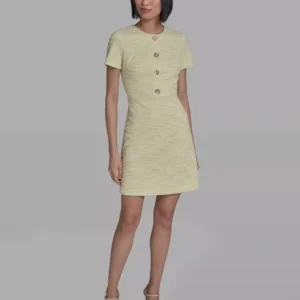 Women's Tweed Crewneck Short-Sleeve Sheath Dress