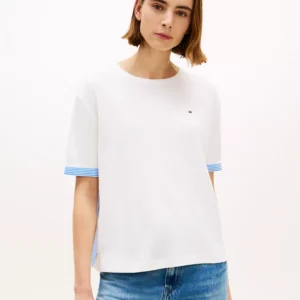 Women's Rib Mixed Media Back Short-Sleeve T-Shirt