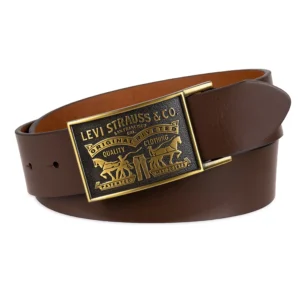 Men's Western Leather Belt with Removable Plaque Buckle