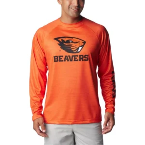 Men's Orange Oregon State Beavers PFG Terminal Tackle Omni-Shade Raglan Long Sleeve T-shirt