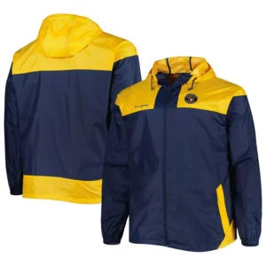 Men's Navy Milwaukee Brewers Flash Forward Challenger Big and Tall Omni-Shade Full-Zip Windbreaker