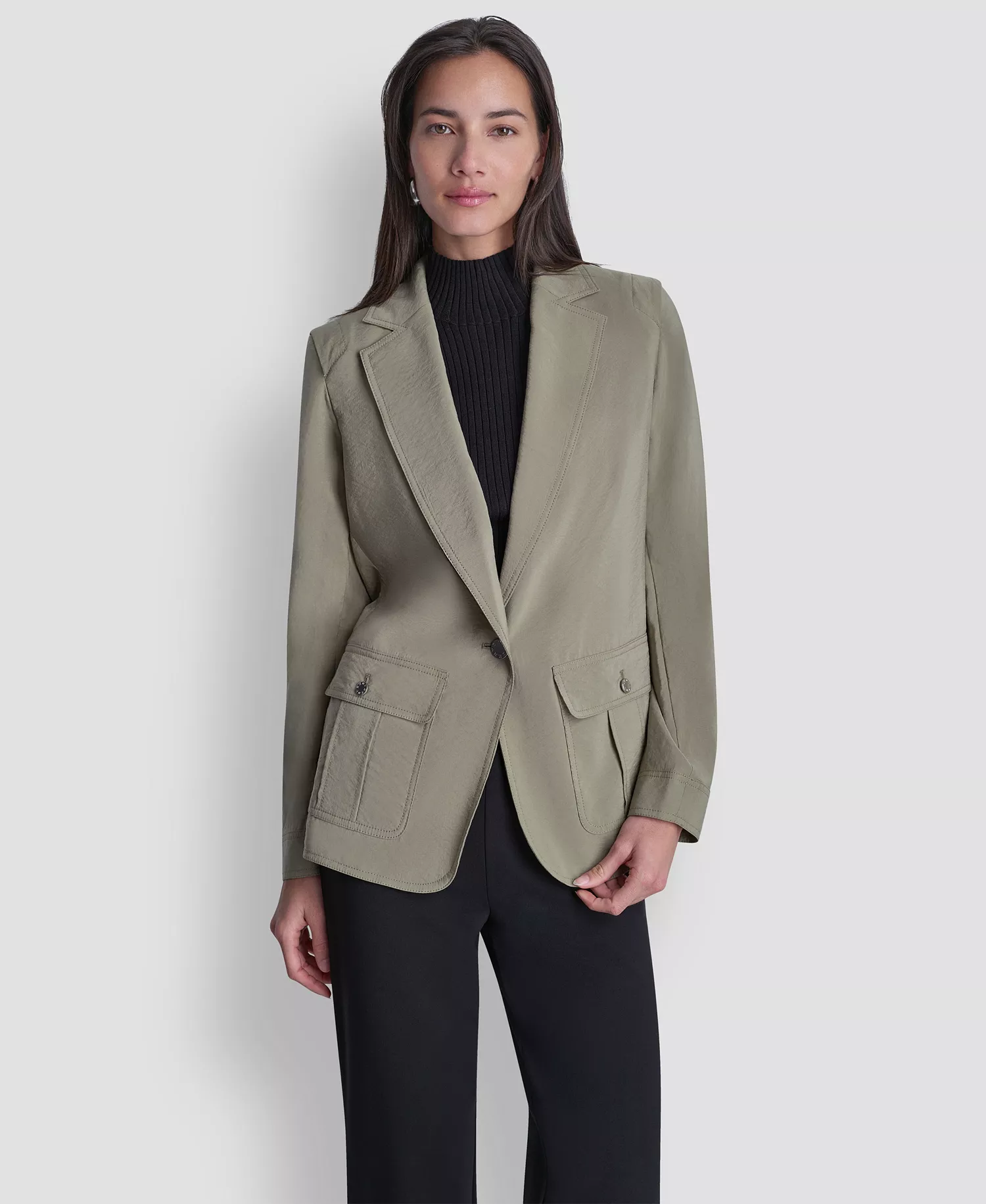 mni-a302cbcf4984e51e6a9f094d605065ef Women's Peak Lapel Collar Sueded Fuji Blazer — изображение 3