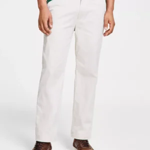 Men's Classic-Fit Stretch Solid Flat-Front Chino Deck Pants