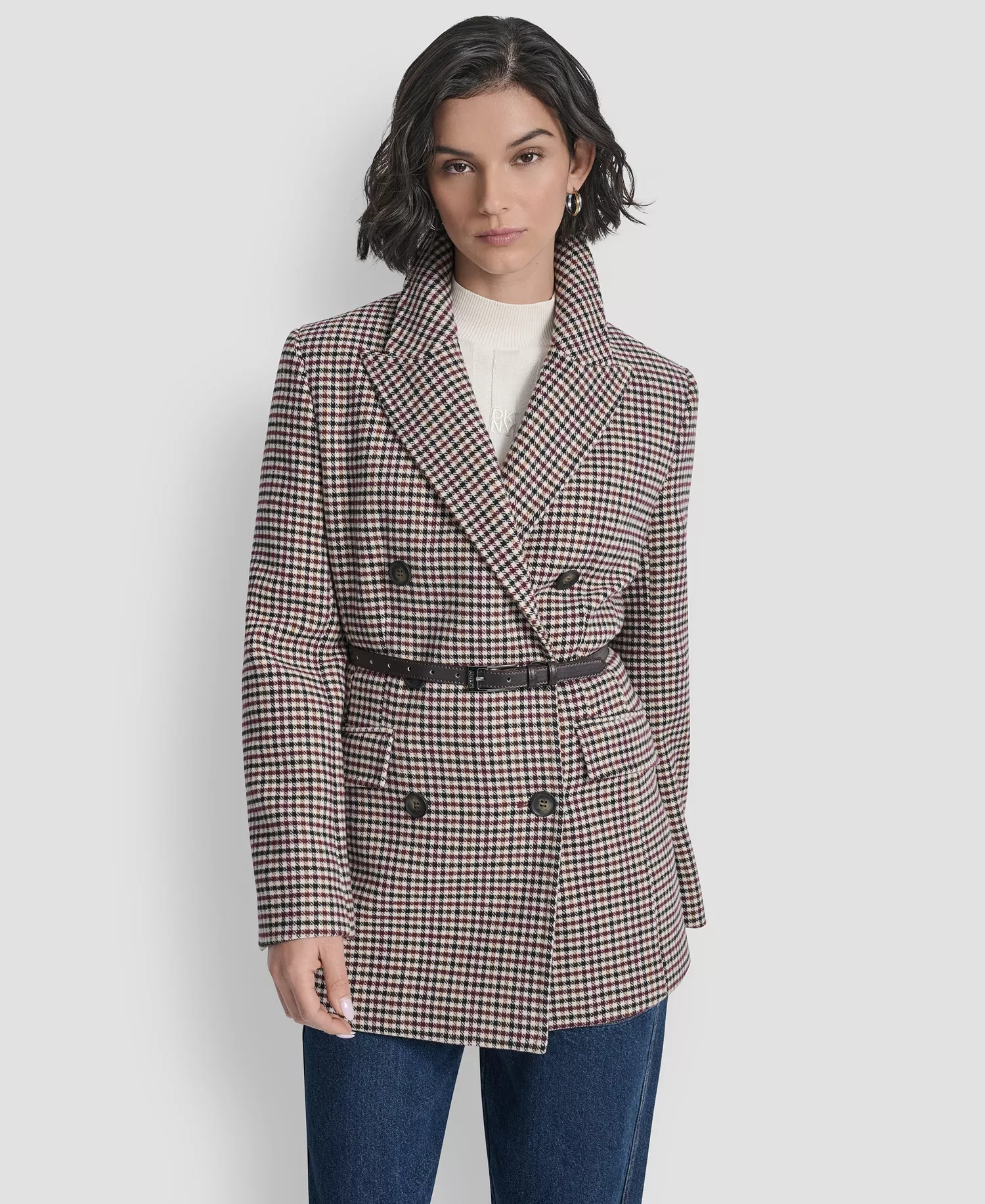mni-a44930de0954fe70bfd01f438bd92854 Women's Short Double-Breasted Belted Coat — изображение 3