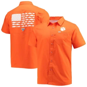Men's Orange Clemson Tigers Slack Tide Camp Button-Up Shirt