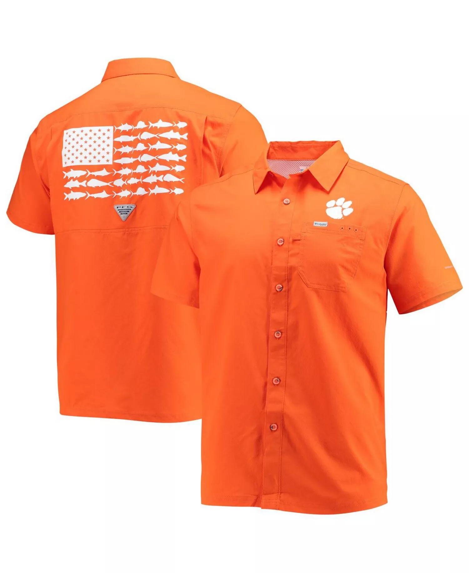 mni-a4cc5e5f9cf12640cd9497ca7b8d4a1b Men's Orange Clemson Tigers Slack Tide Camp Button-Up Shirt