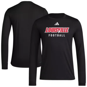 Men's Black Louisville Cardinals Locker Practice Football Pre-Game Long Sleeve T-Shirt