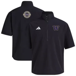 Men's Black Washington Huskies 2024 Half-Zip Short Sleeve Training Jacket