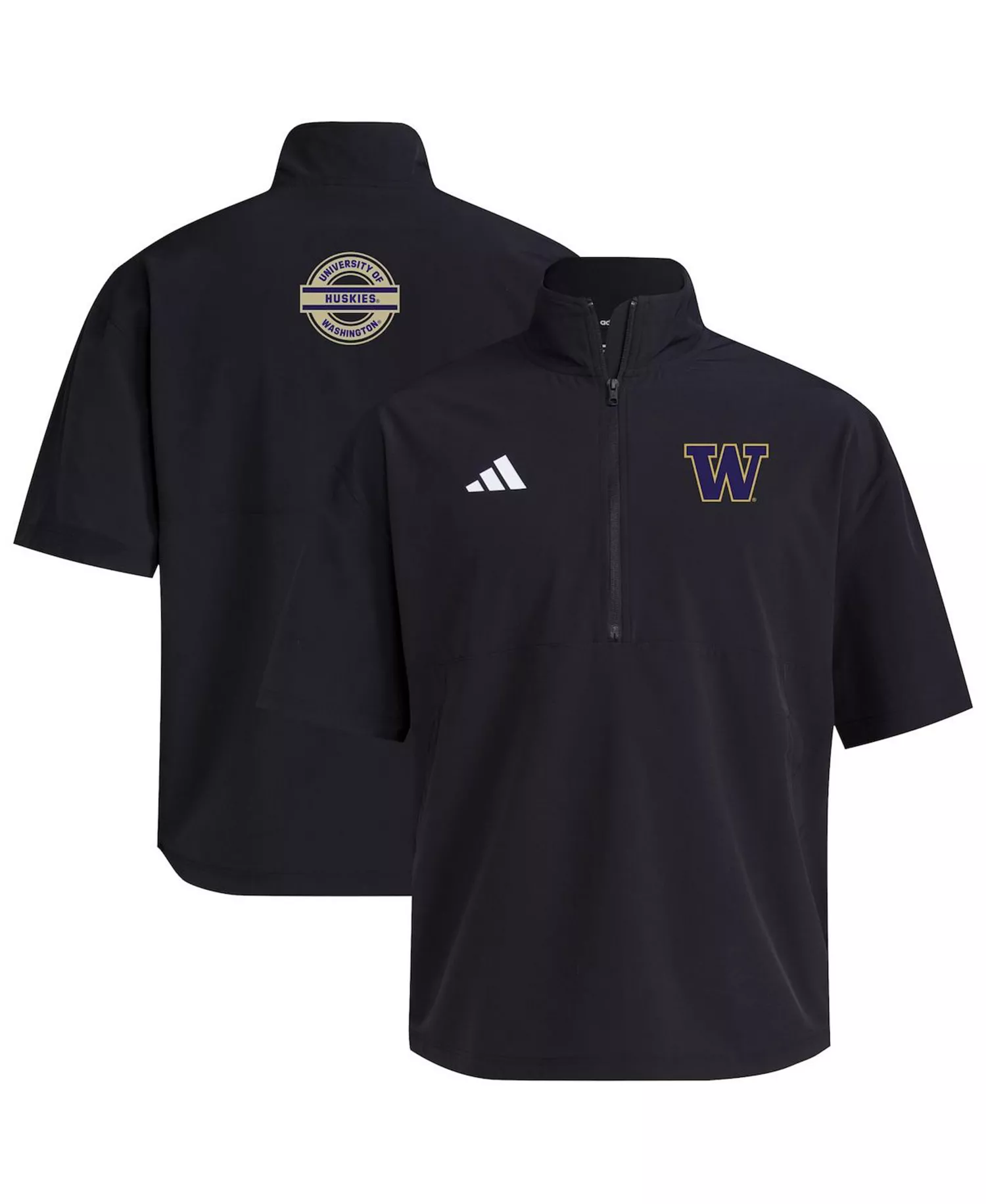 mni-a5630e4d91221fe10381de28be8d5979 Men's Black Washington Huskies 2024 Half-Zip Short Sleeve Training Jacket
