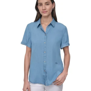 Women's Rolled-Sleeve Button-Up Shirt