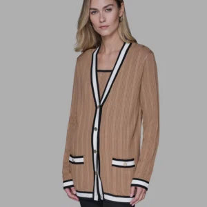 Women's V-Neck Contrast Cardigan