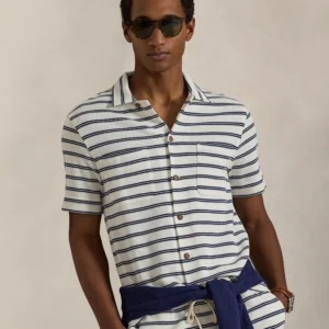 Men's Striped Camp Collar Shirt