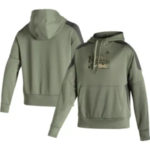 Women's Olive Nebraska Huskers Salute to Service Military-Inspired Appreciation Pullover Hoodie