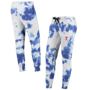 Women's White and Royal Philadelphia 76ers Melody Tie-Dye Jogger Pants