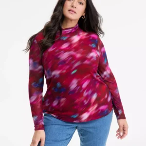 Plus Size Mock-Turtleneck Top, Macys' Exclusive